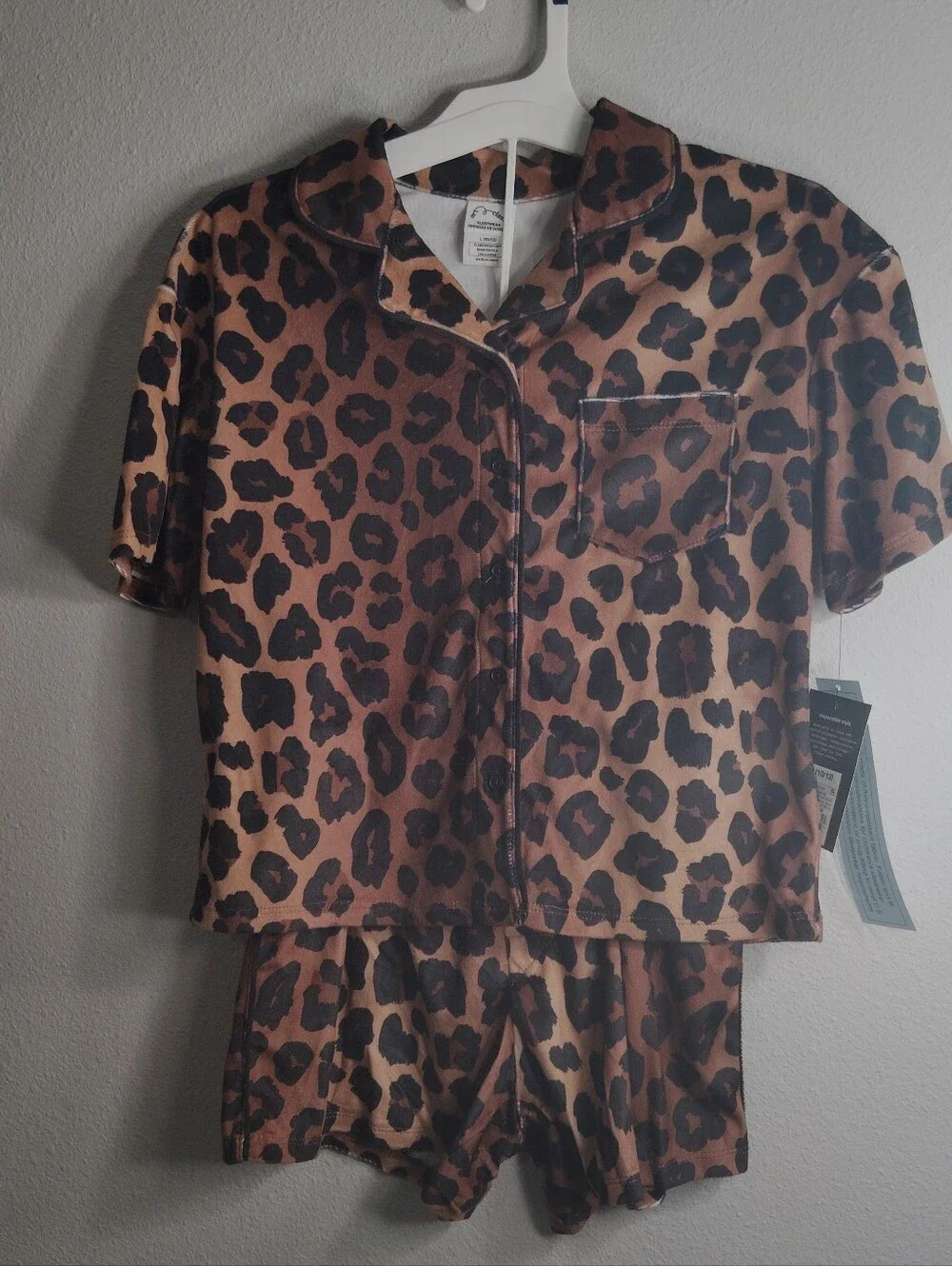 l art class Brown and Black Leopard Print Girl Pajama Set L 10-12